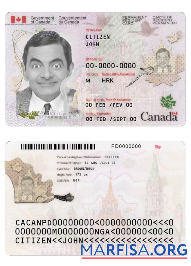Kanada permanent Einwohner Karte Version 2 Design