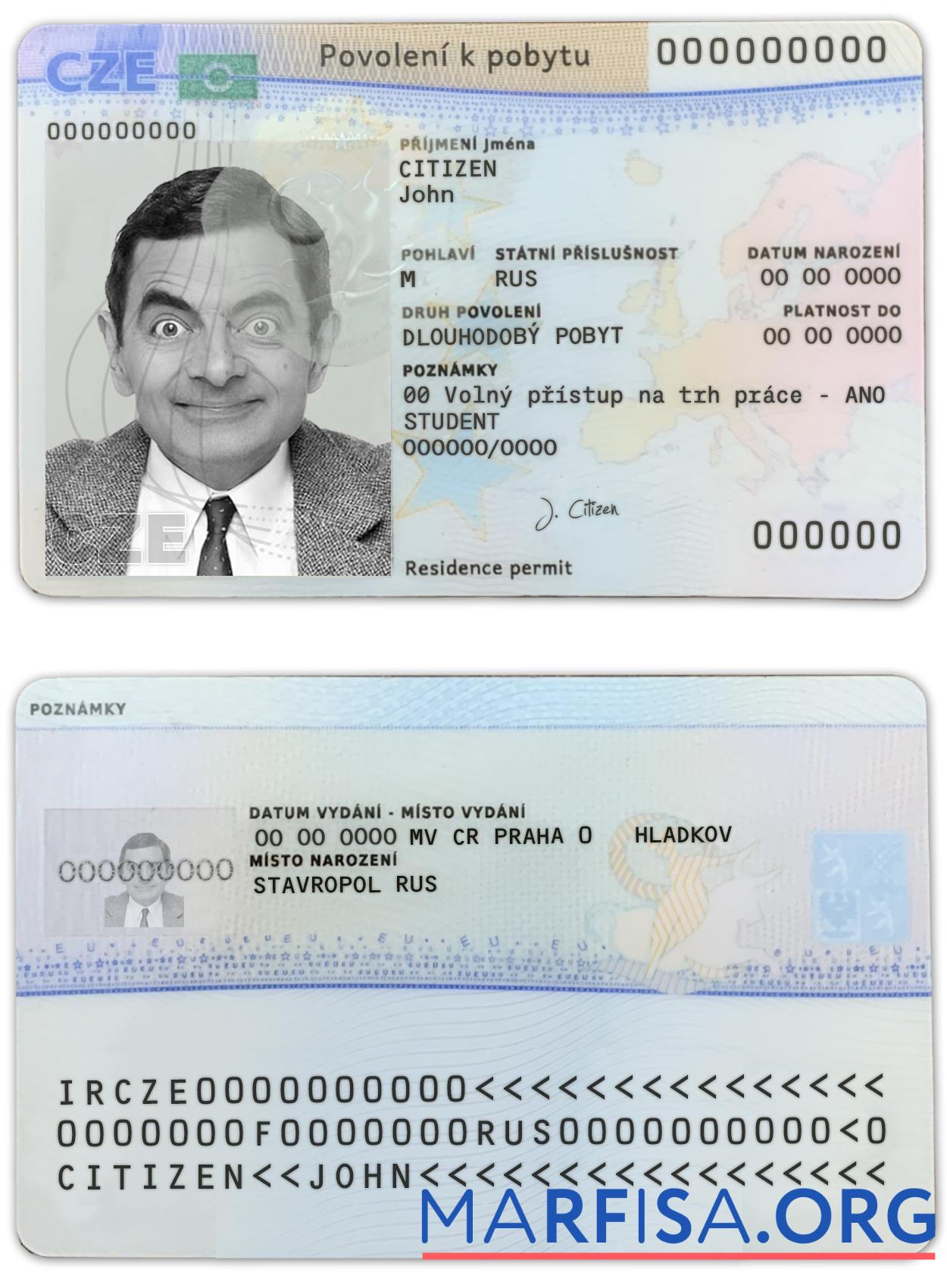Czech permanent Wohnsitz Karte Vorschau