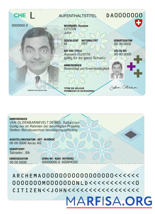 Switzerand Wohnsitz Genehmigung 2020 Gegenwärtig Probe