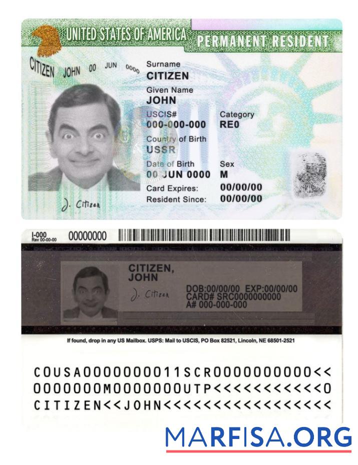 USA Grün Karte, permanent Einwohner Karte Design