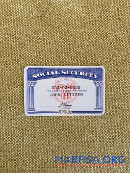 USA SSN Foto-Look Beige Textil Hintergrund Vorderseite Probe