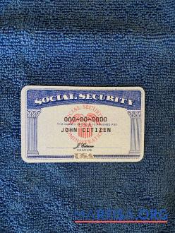 USA SSN Foto-Look Blau Textil Hintergrund Vorderseite Probe