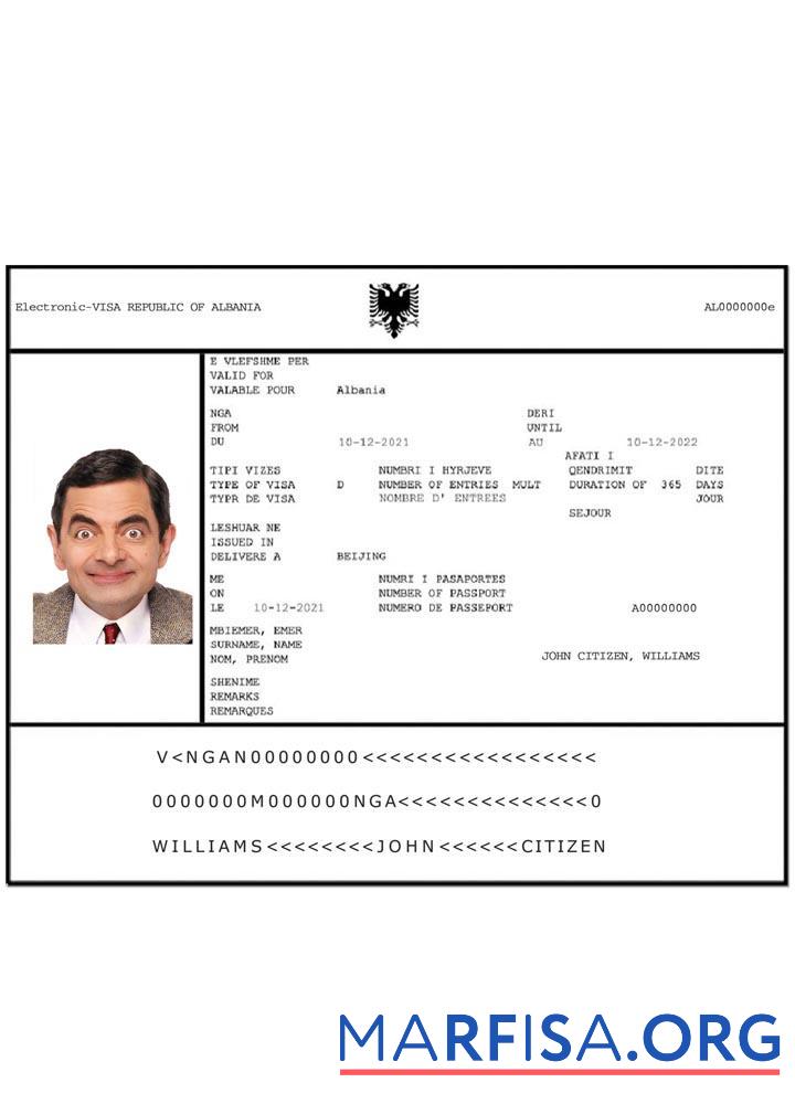 Albanien e Visum Mockup