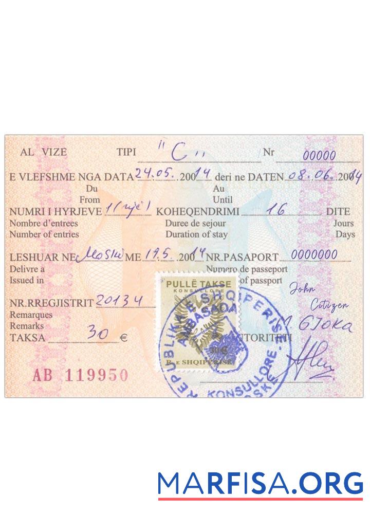 Albanien Visum Probe