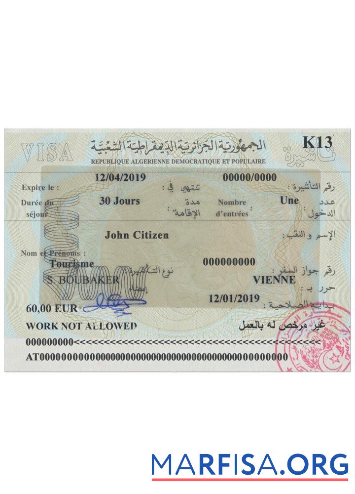 Algerien Visum Vorlage