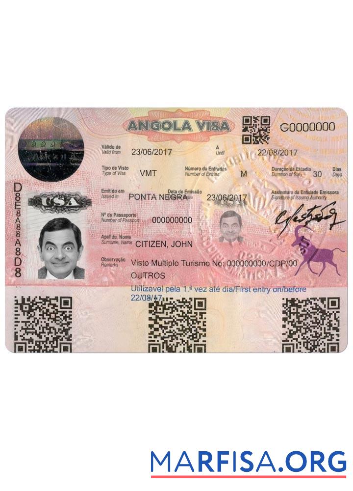 Angola Einreise Visum Version 2 Design