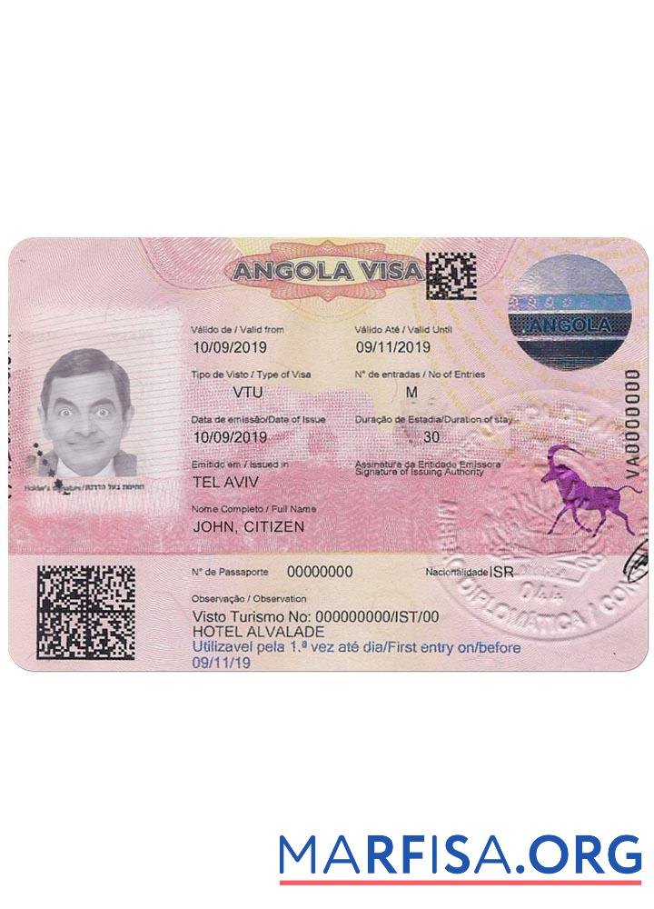 Angola Visum Vorlage