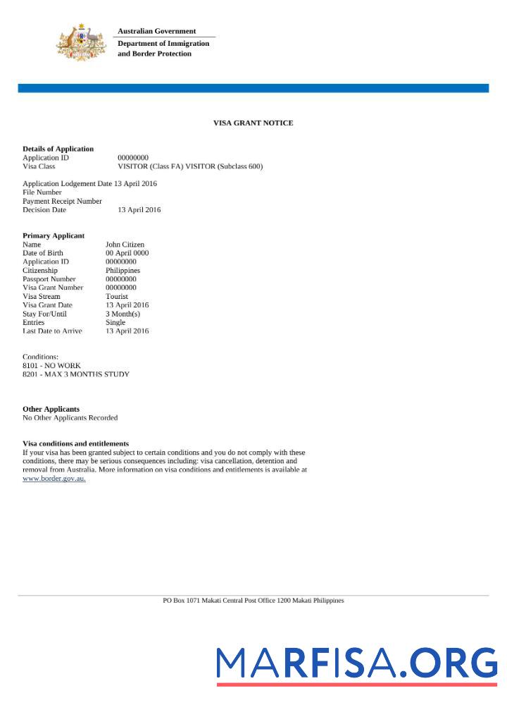 Professionell Australien e Visum in Word and PDF Vorlage