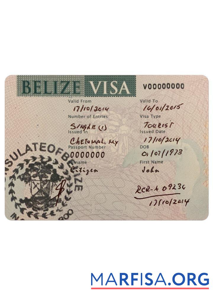 Belize Visum Probe