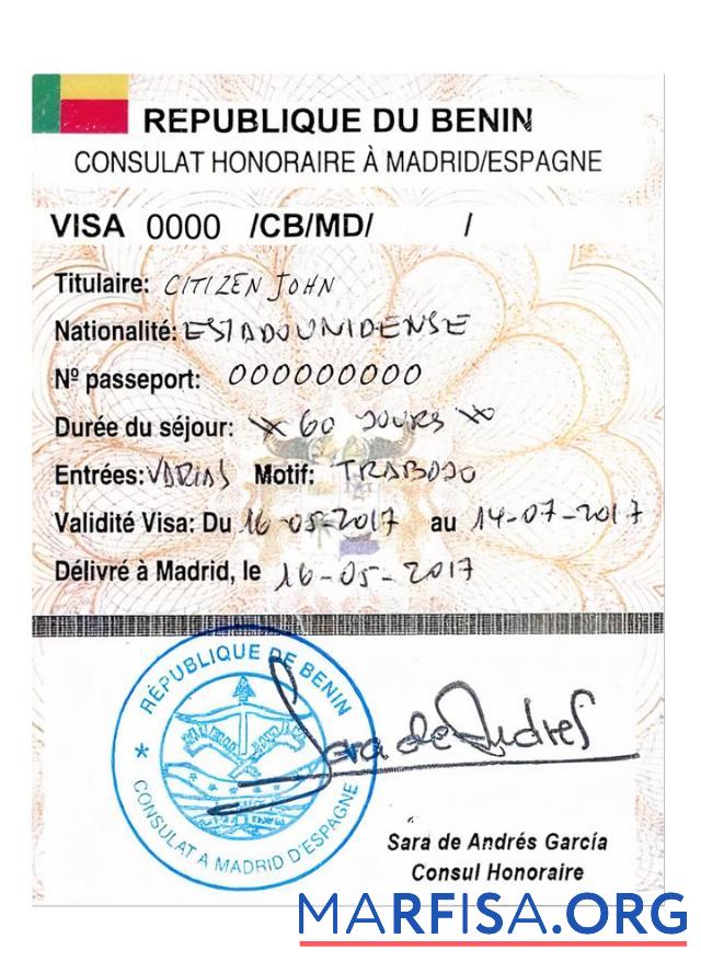 Benin Reise Visum Design