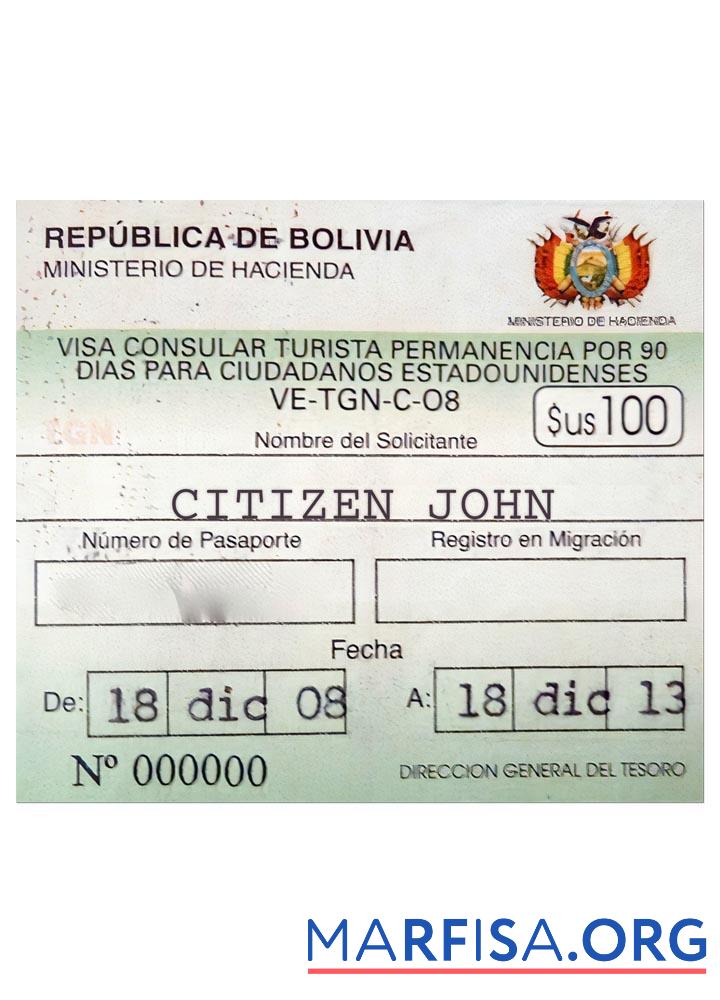 Bolivien Reise Visum Vorlage