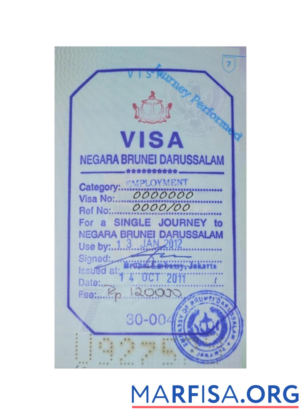 Brunei Stempel Visum Vorschau