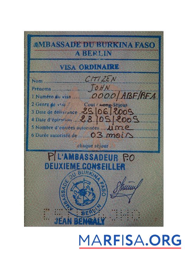 Burkina Faso Stempel Visum Design