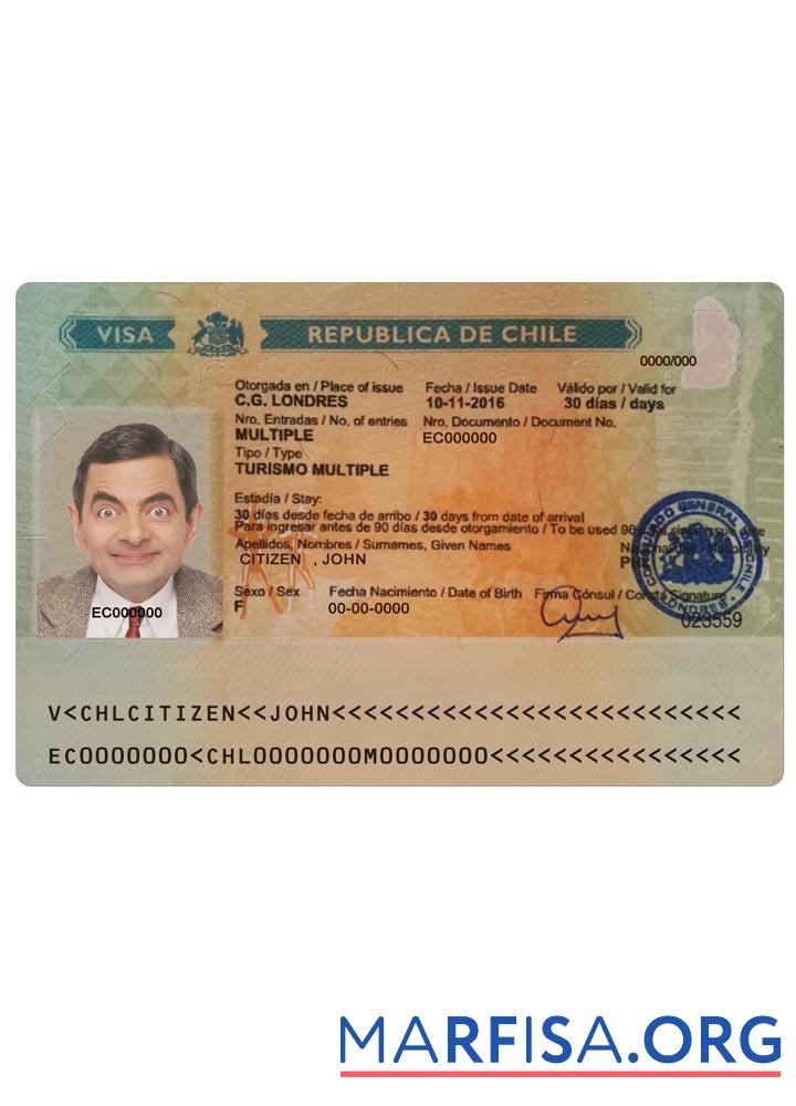 Chile tourism Visum Vorlage