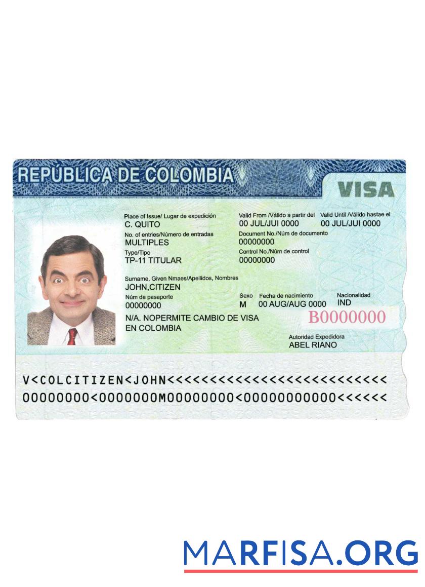 Kolumbien Reise Visum Probe