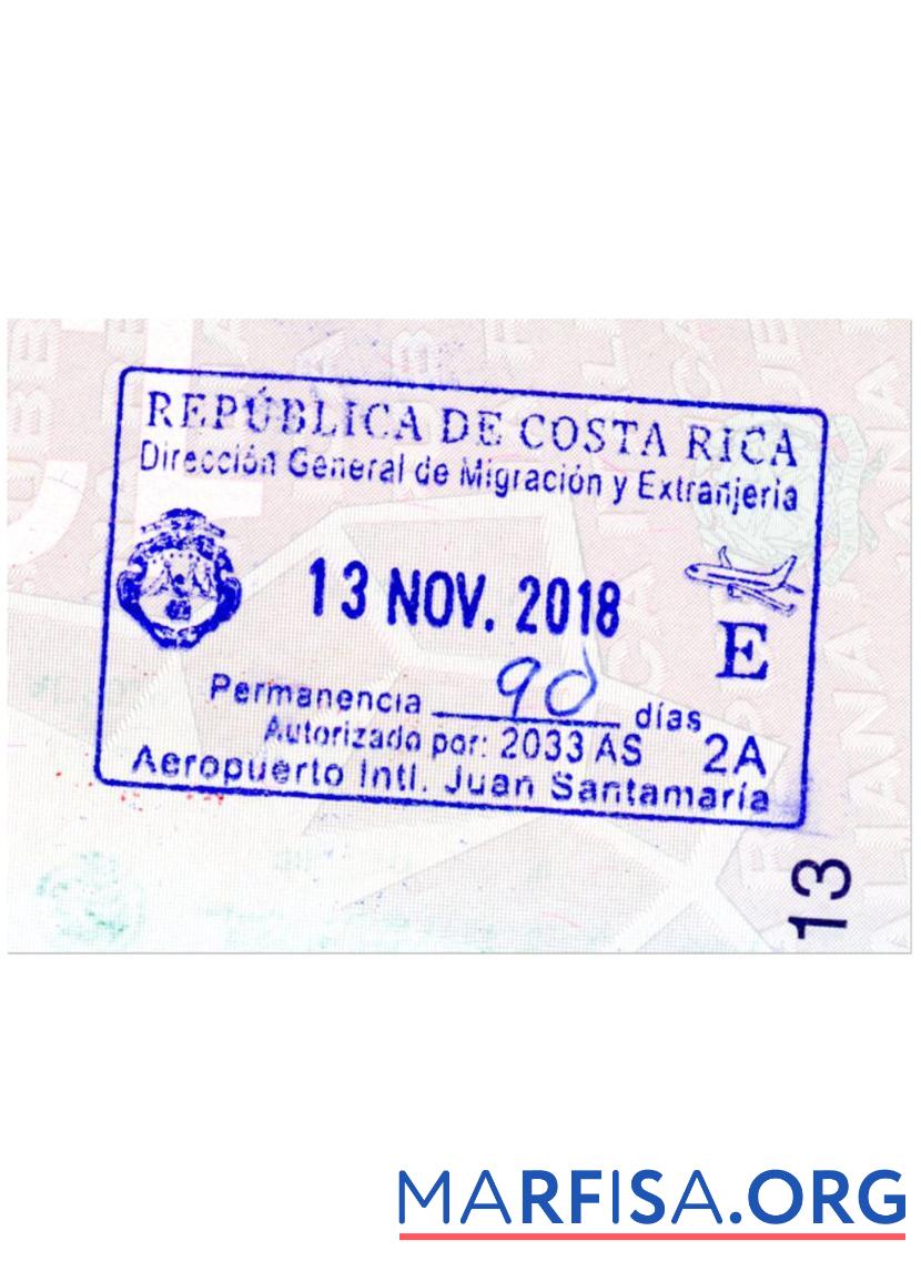 Costa Rica Visum Stempel Vorschau