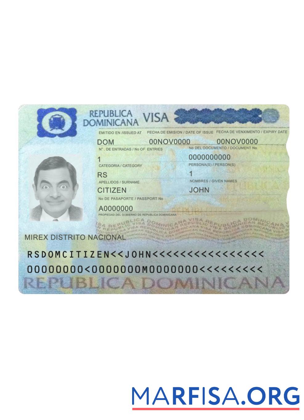 Dominikanische Republik Reise Visum Vorlage