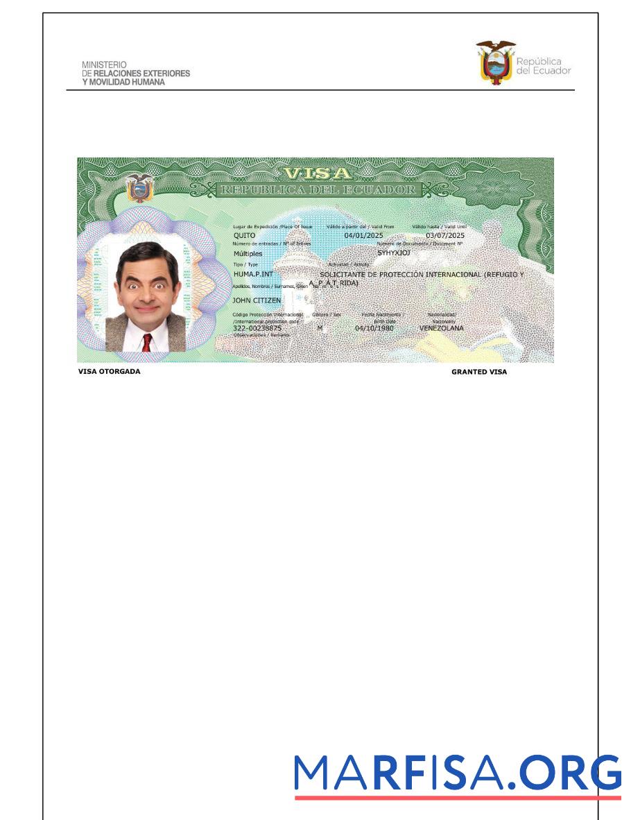 Professionell Ecuador Reise Visum Vorlage in Word and PDF Formate, Version 3