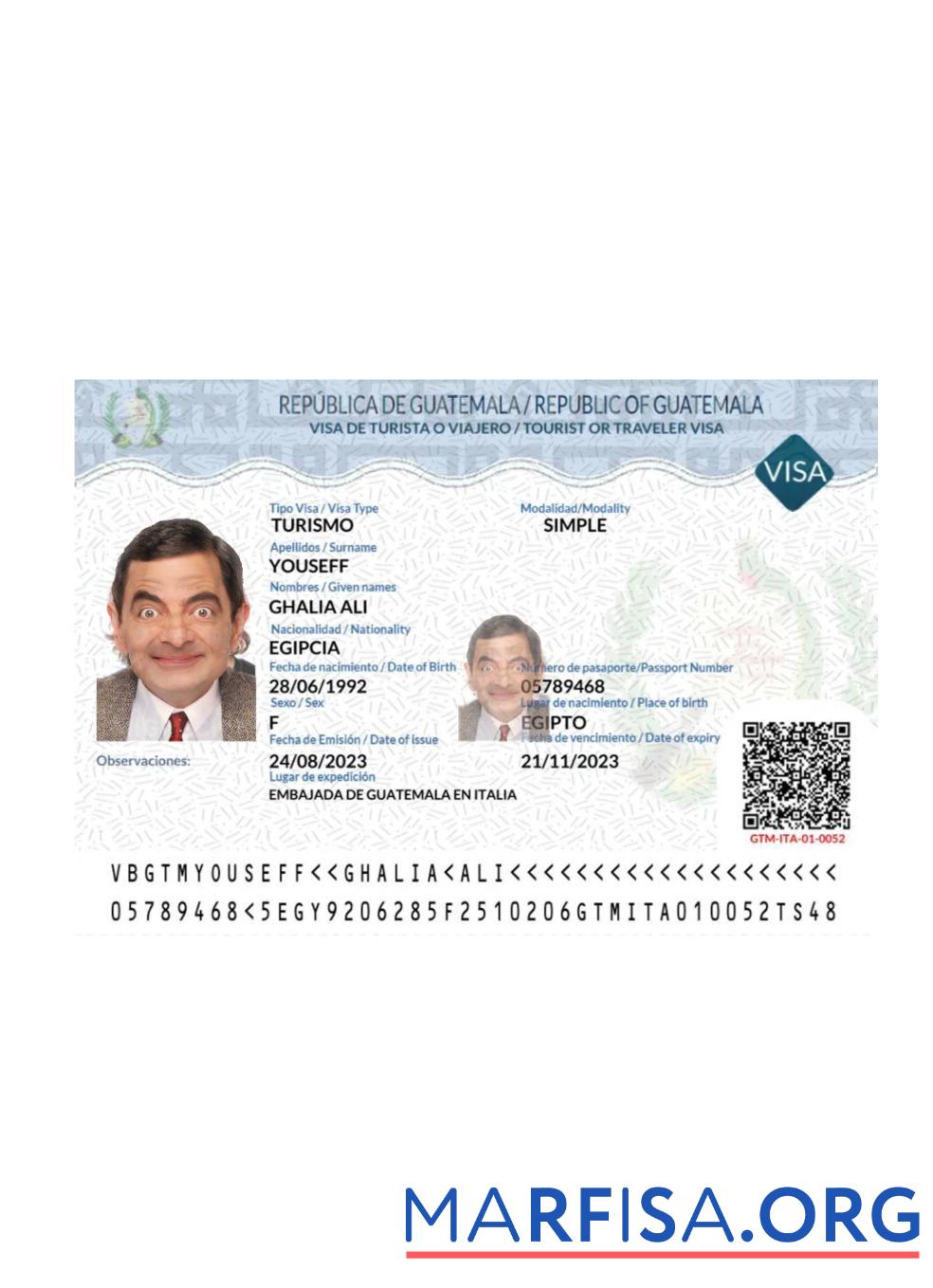 Guatemala tourist or traveler Visum Mockup