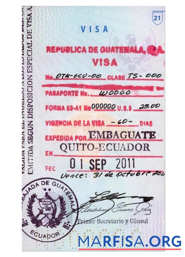 Guatemala Visum Vorlage