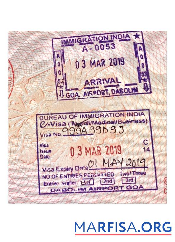 Indien Visum Stempel Vorlage