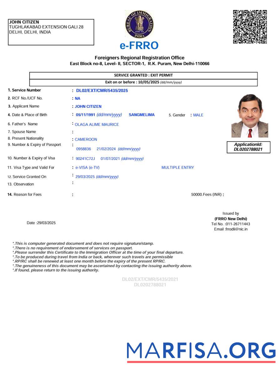 Hohe Qualität Indien e Visum Vorlage in Word and PDF Formate, Version 3