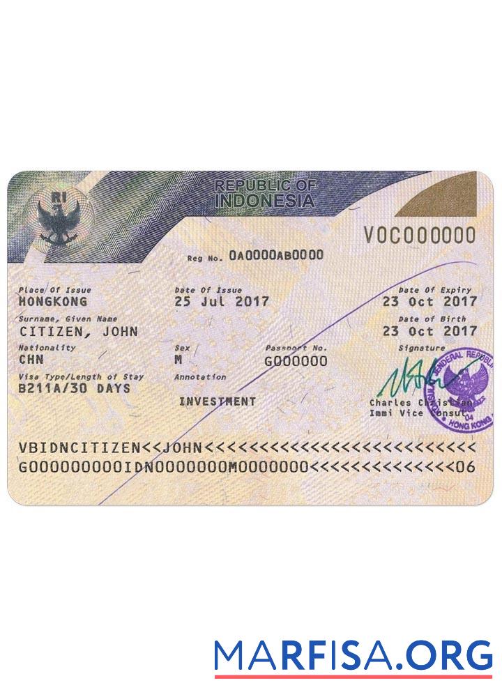 Indonesien Visum Version 2 Vorlage