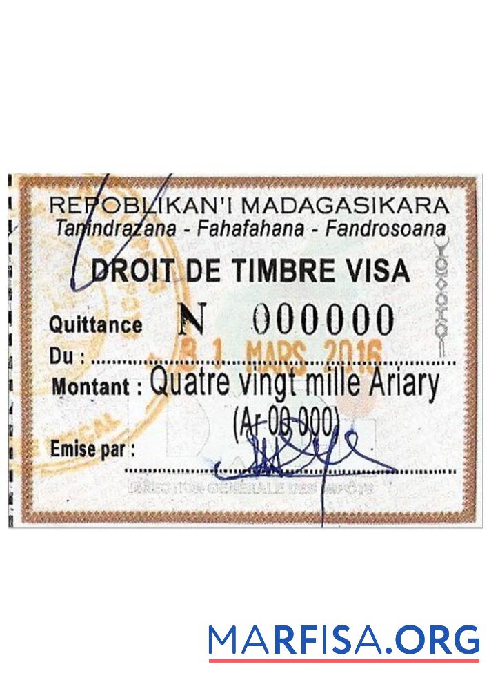 Madagaskar Visum Stempel Probe