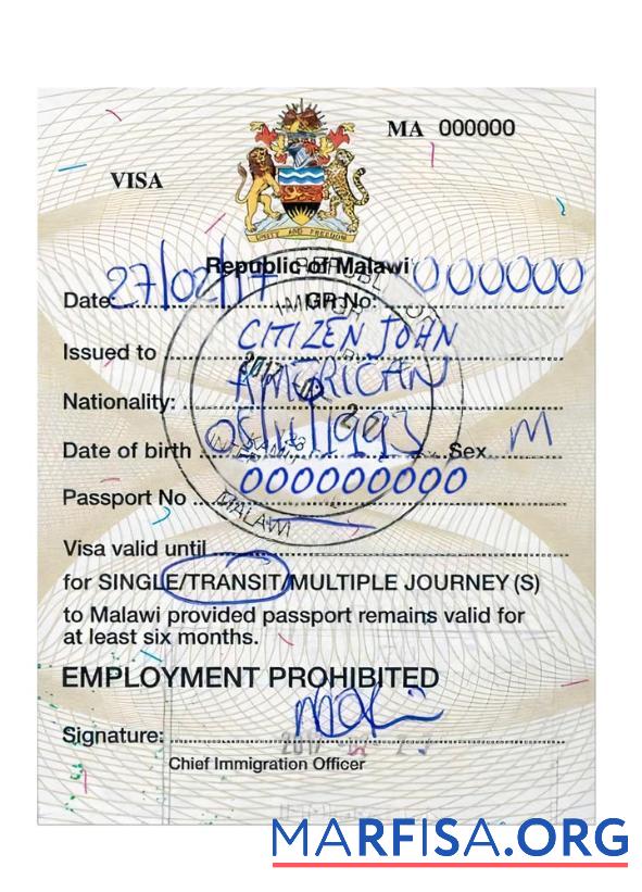 Malawi Reise Visum Mockup