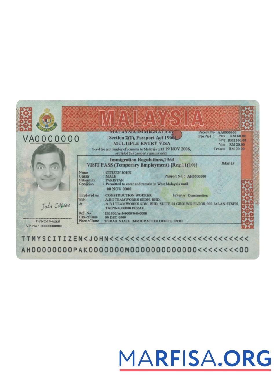Malaysia Mehrfach Einreise Visum Version 2 Probe