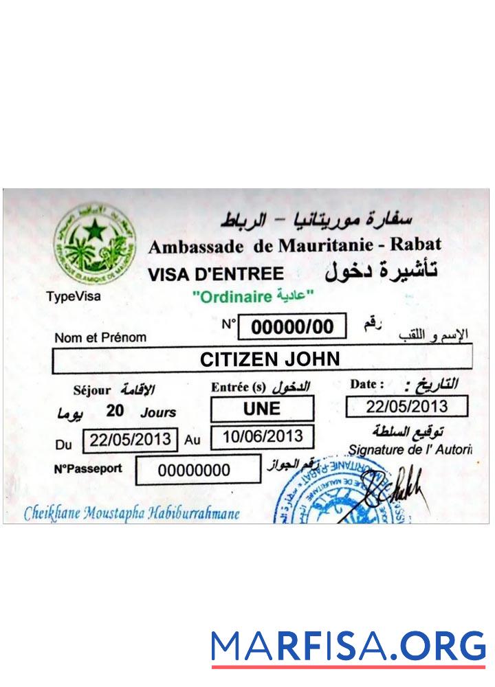 Mauretanien Rabat Visum Probe