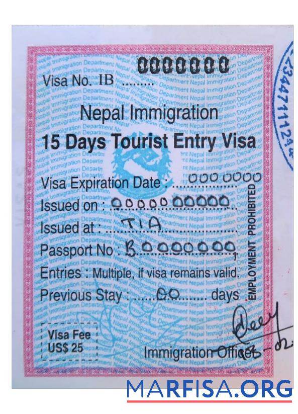Nepal Einreise Visum Probe