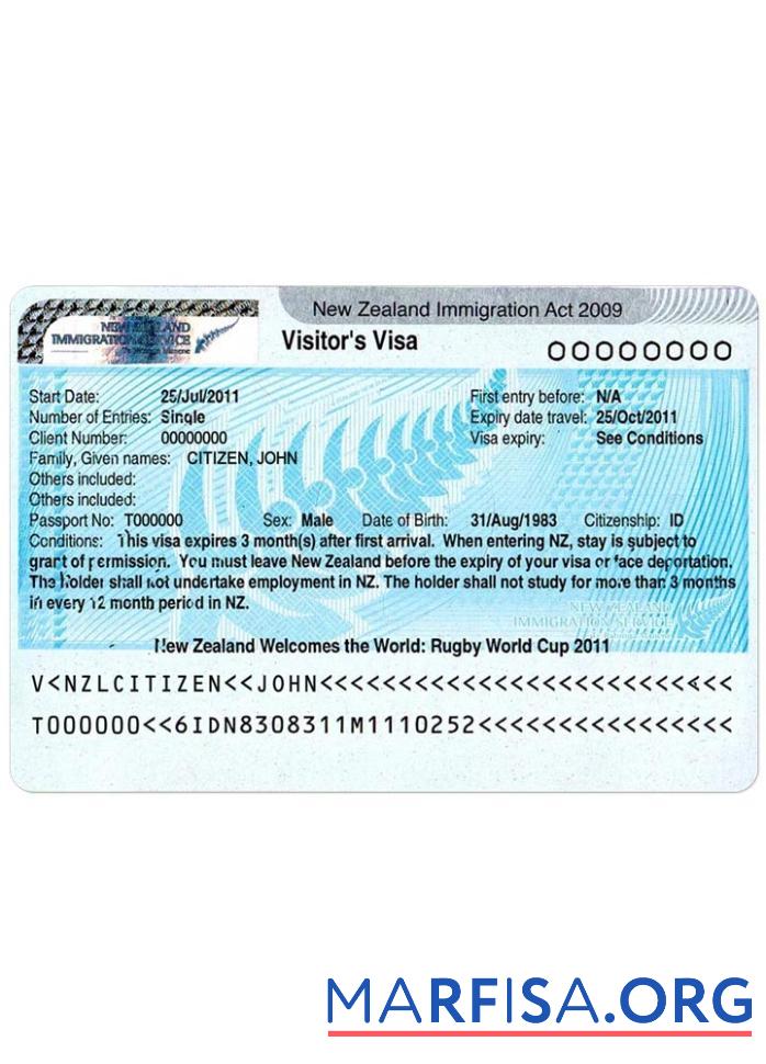 Neuseeland Visum Probe