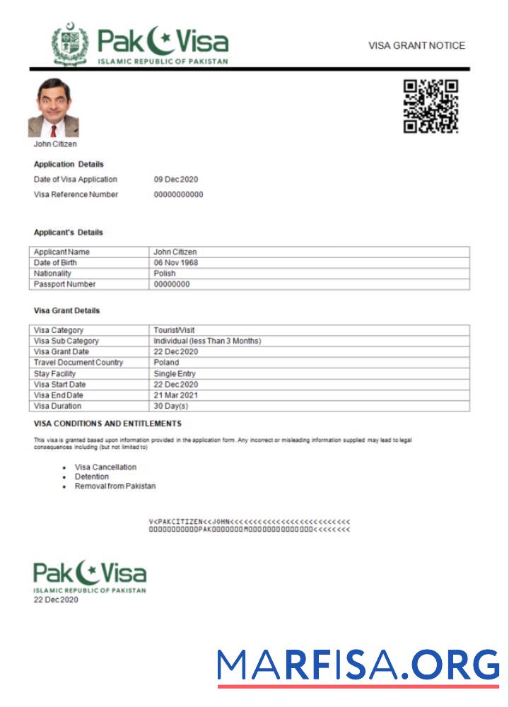 Hohe Qualität Pakistan e Visum in Word and PDF Vorlage
