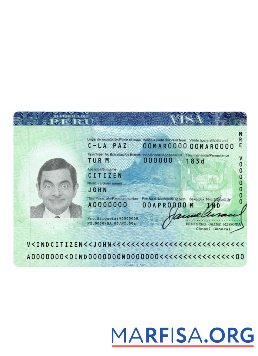 Peru tourist Visum Vorlage