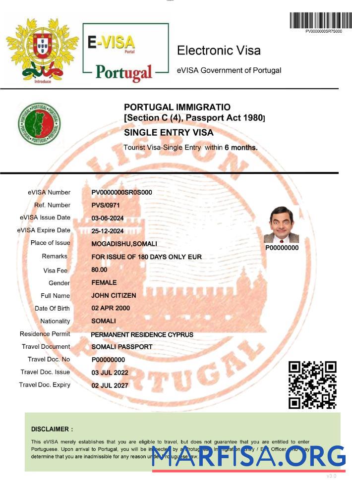 Portugal electronic Visum Vorschau