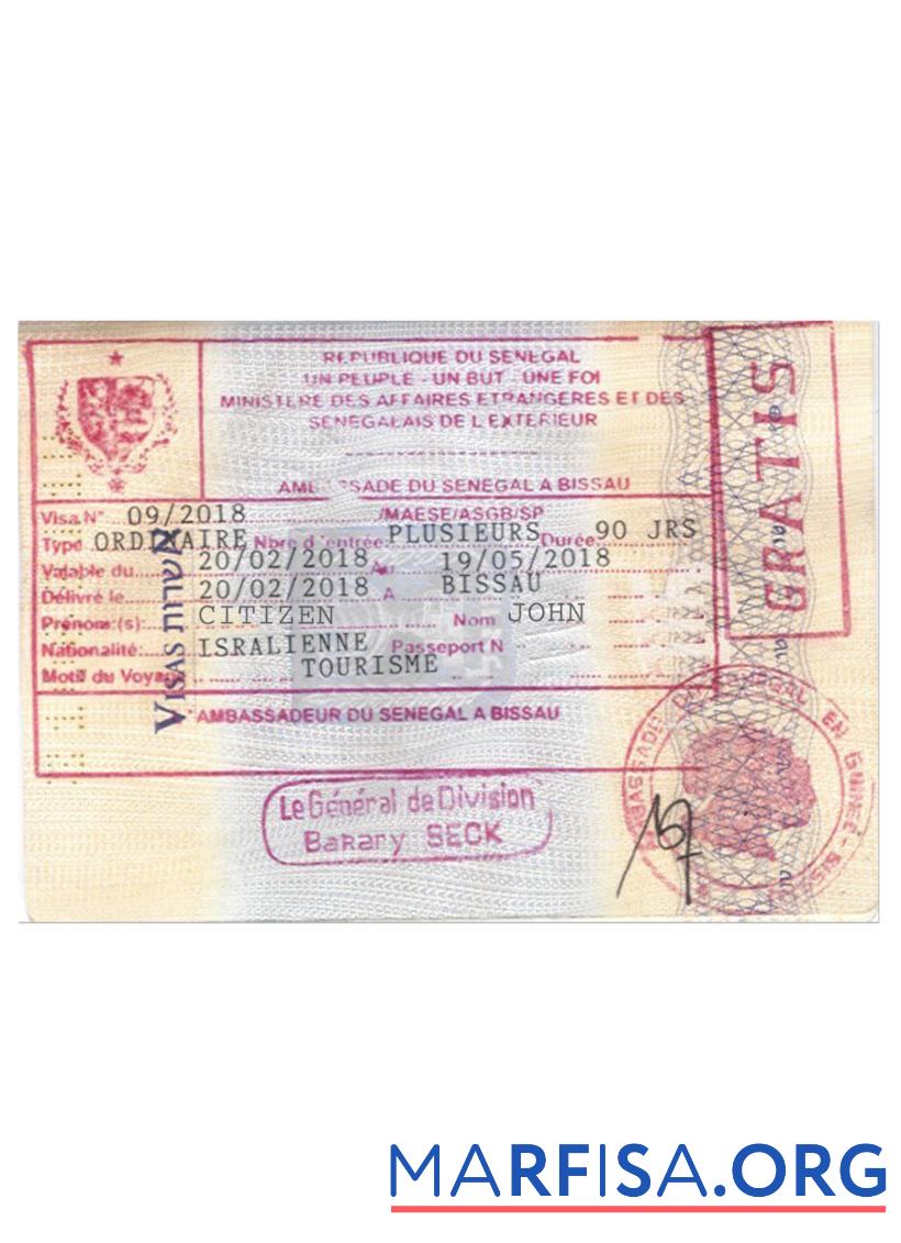 Senegal Stempel Visum Vorlage