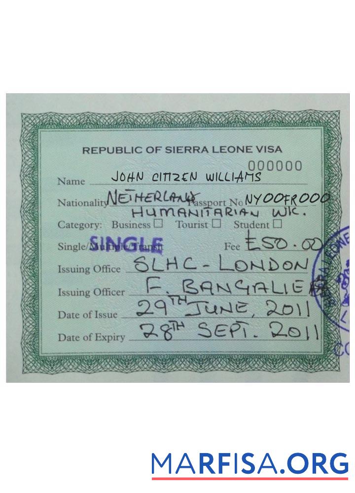 Sierra Leone Visum Probe