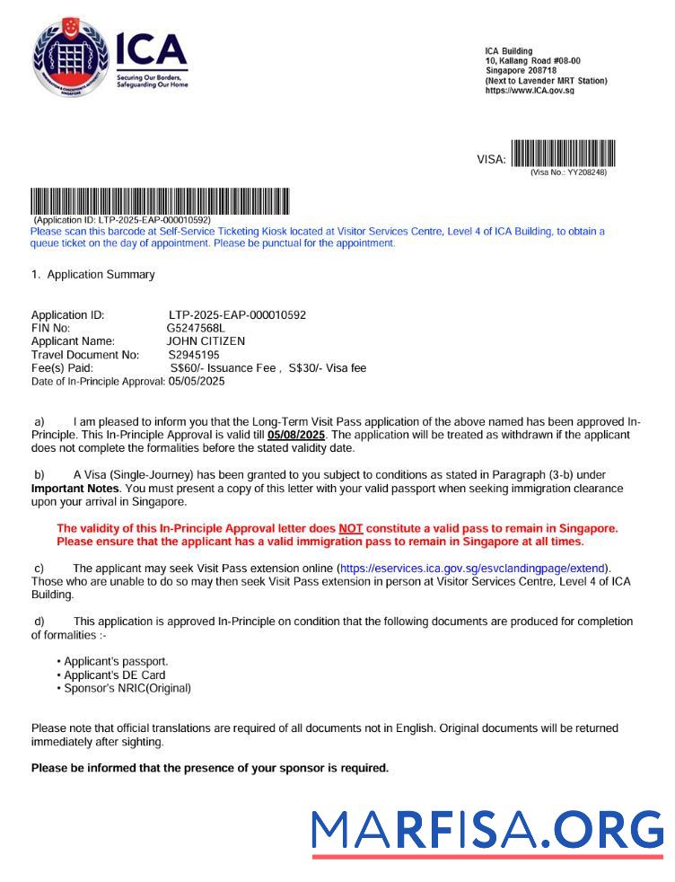 Bearbeitbar Singapur Visum approval Brief Vorlage in Word and PDF Formate