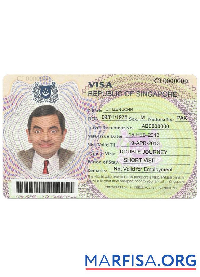 Singapur Visum Vorlage