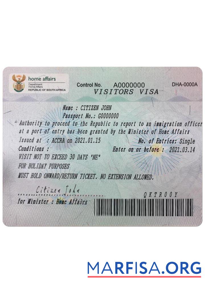 Südafrika Visum Vorschau