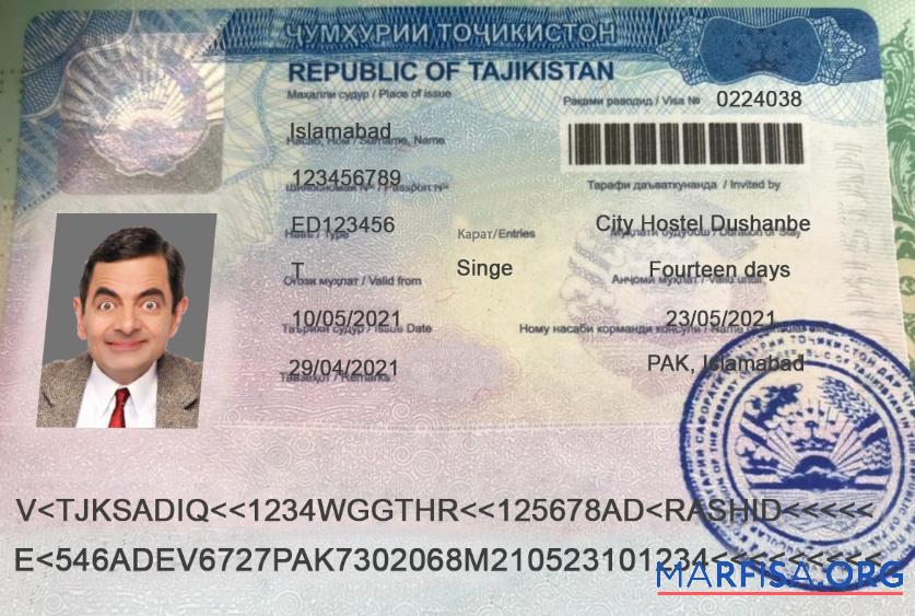 Tadschikistan Reise Visum Probe