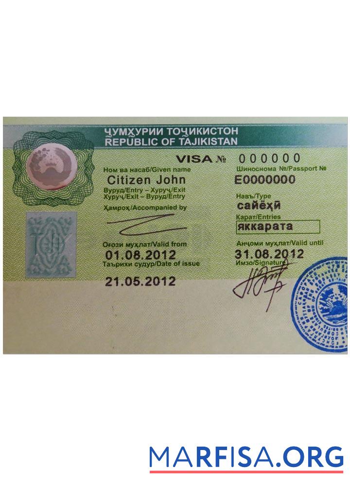 Tadschikistan Visum Probe