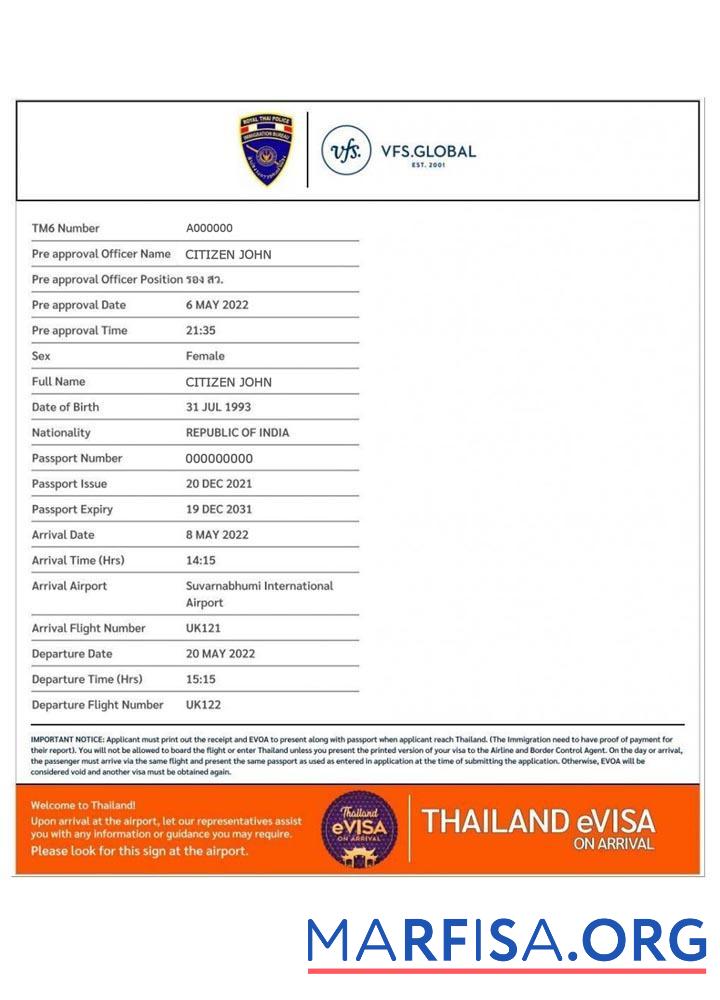Thailand e Visum Probe