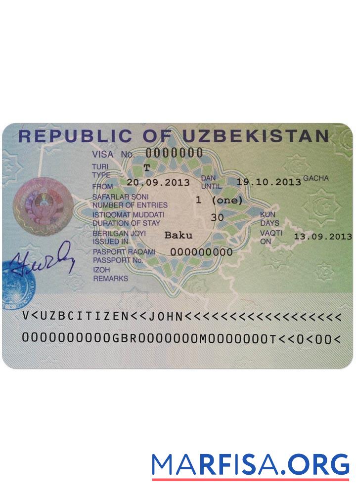 Usbekistan Visum Vorlage