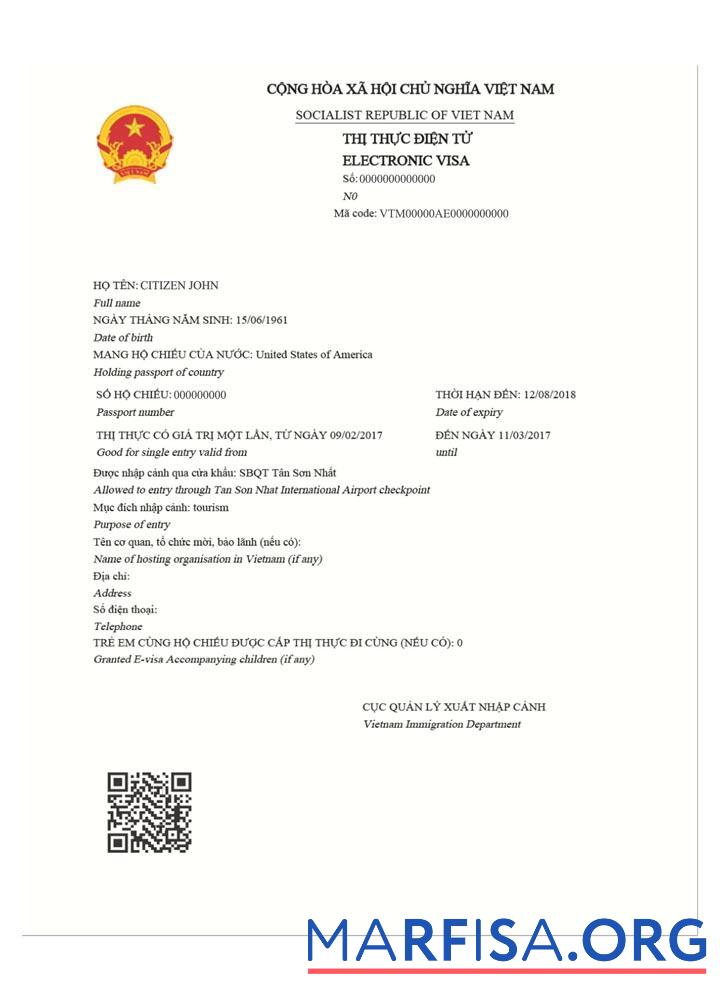 Vietnam electronic Reise Visum Design