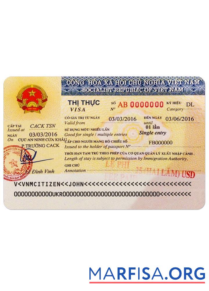 Vietnam Einreise Visum Probe