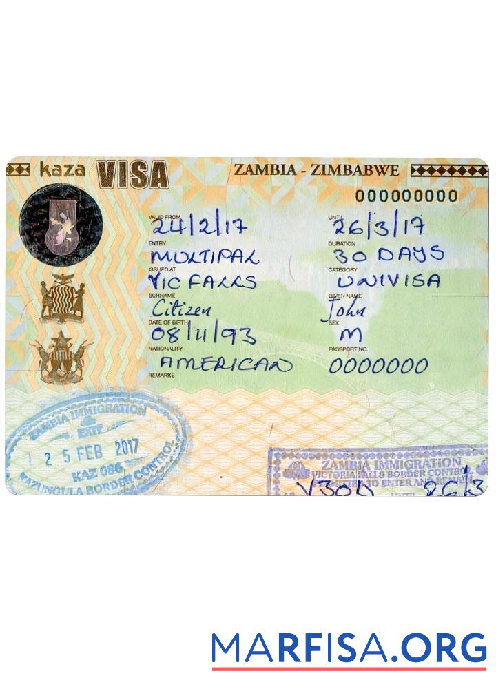 Sambia Simbabwe Reise Visum Mockup