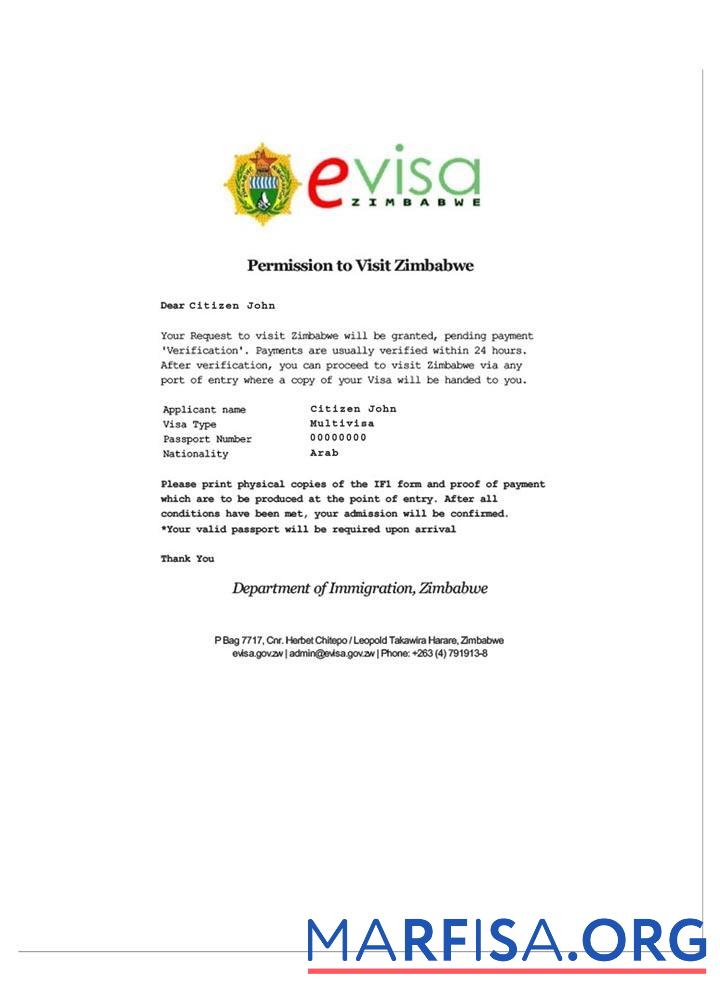 Simbabwe electronic Reise Visum Design