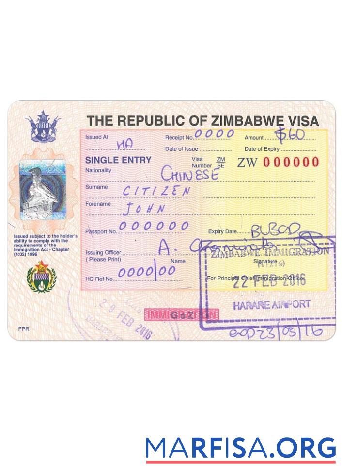 Simbabwe Einreise Visum Design